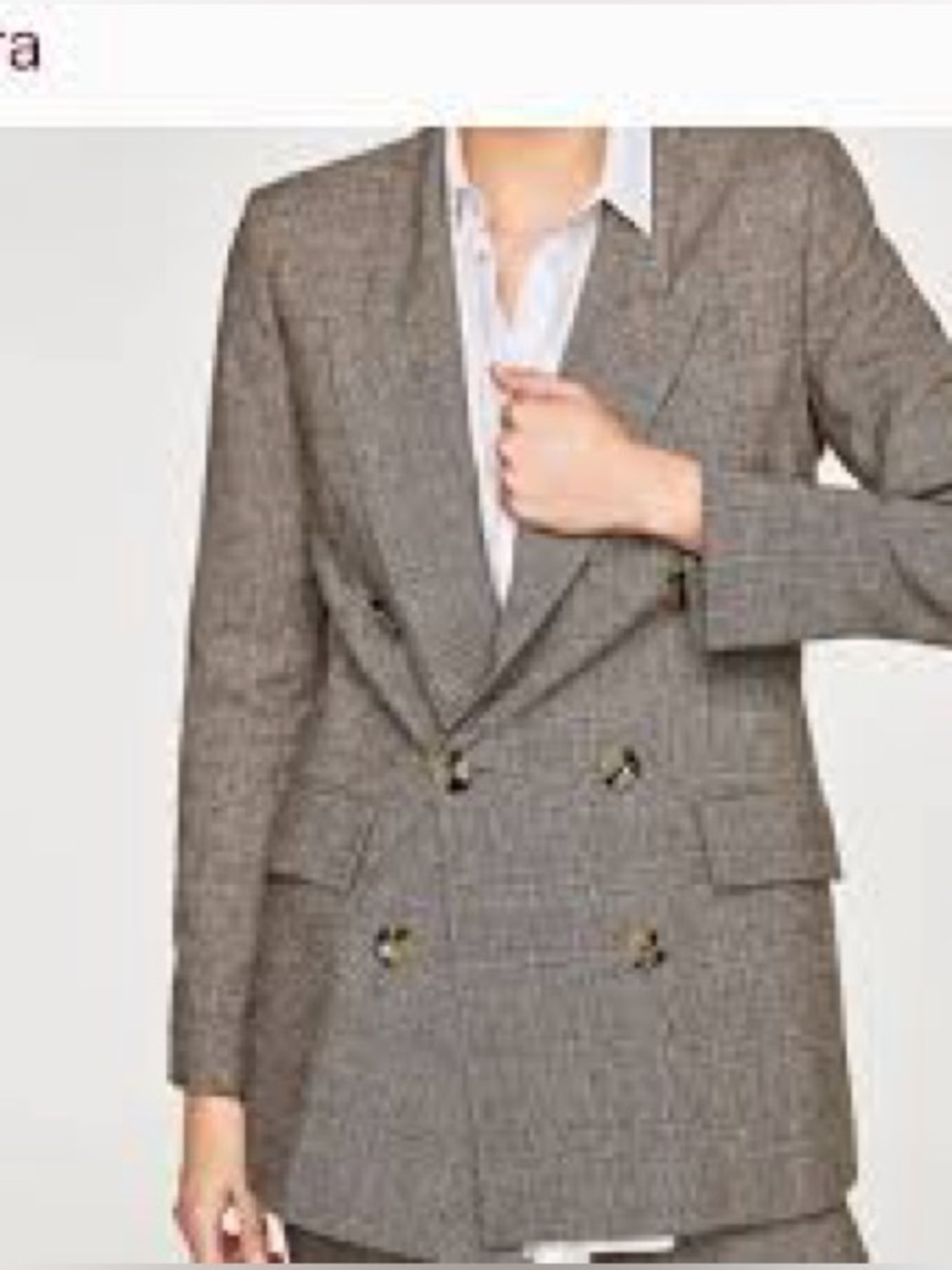 Zara Brown Glen Plaid Double Breasted Oversized Women’s Wool Blazer. Size Small.